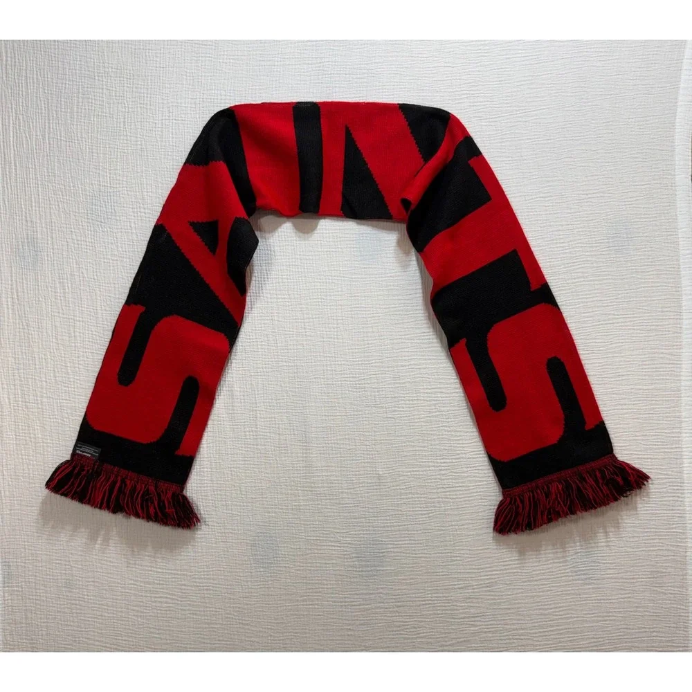 Saints Soccer Scarf Red Black Knit Fringe Team Fan Merchandise‎ Ruffneck Scarves